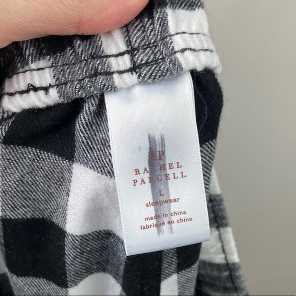 NEW Rachel Parcell Plaid Flannel Pajama Bottom Pants Black White Check Nordstrom - Picture 5 of 10